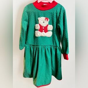 Melissa Jackson Vintage Green Long Sleeve Teddy Christmas Dress Girls 4T